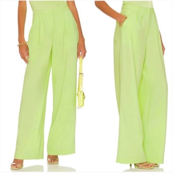 WeWoreWhat lime green wide leg pant suit and jacket size 4 - Picture 2 of 16